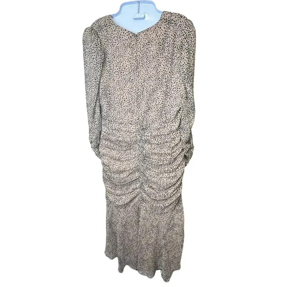 New ASTR The Label Medine Midi Dress Leopard Animal Print Draped Front Women's L - Picture 7 of 12